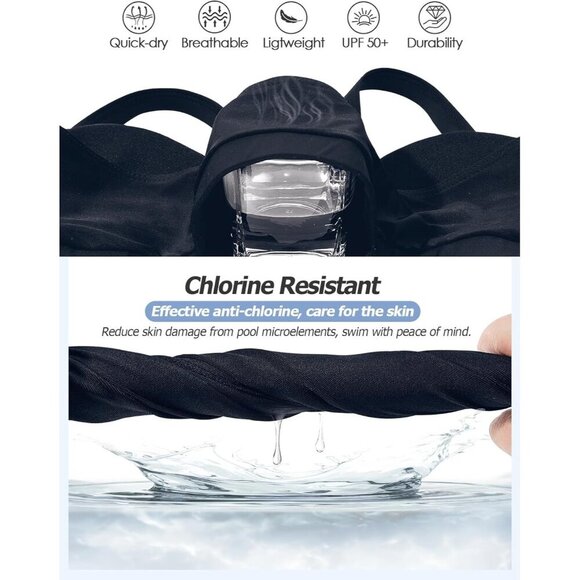 Womens Blue Floral Printed Modest Bathing Suit Quick Dry Full Coverage Swim Suit - Picture 6 of 8